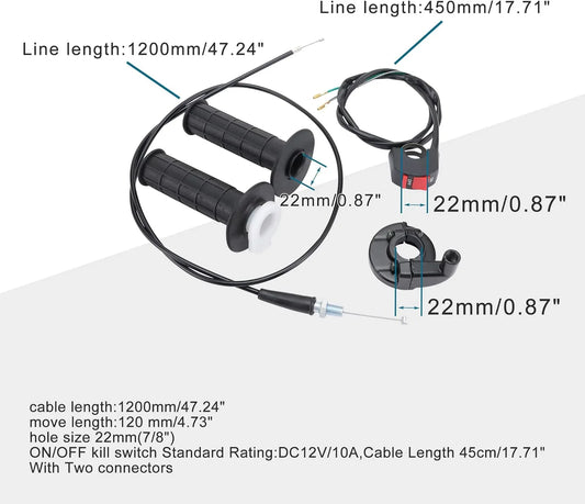 Twist Throttle Kit with 47" Cable & Kill Switch for Motovox MBX10 MBX11 & Baja MB200 - goofitmoto