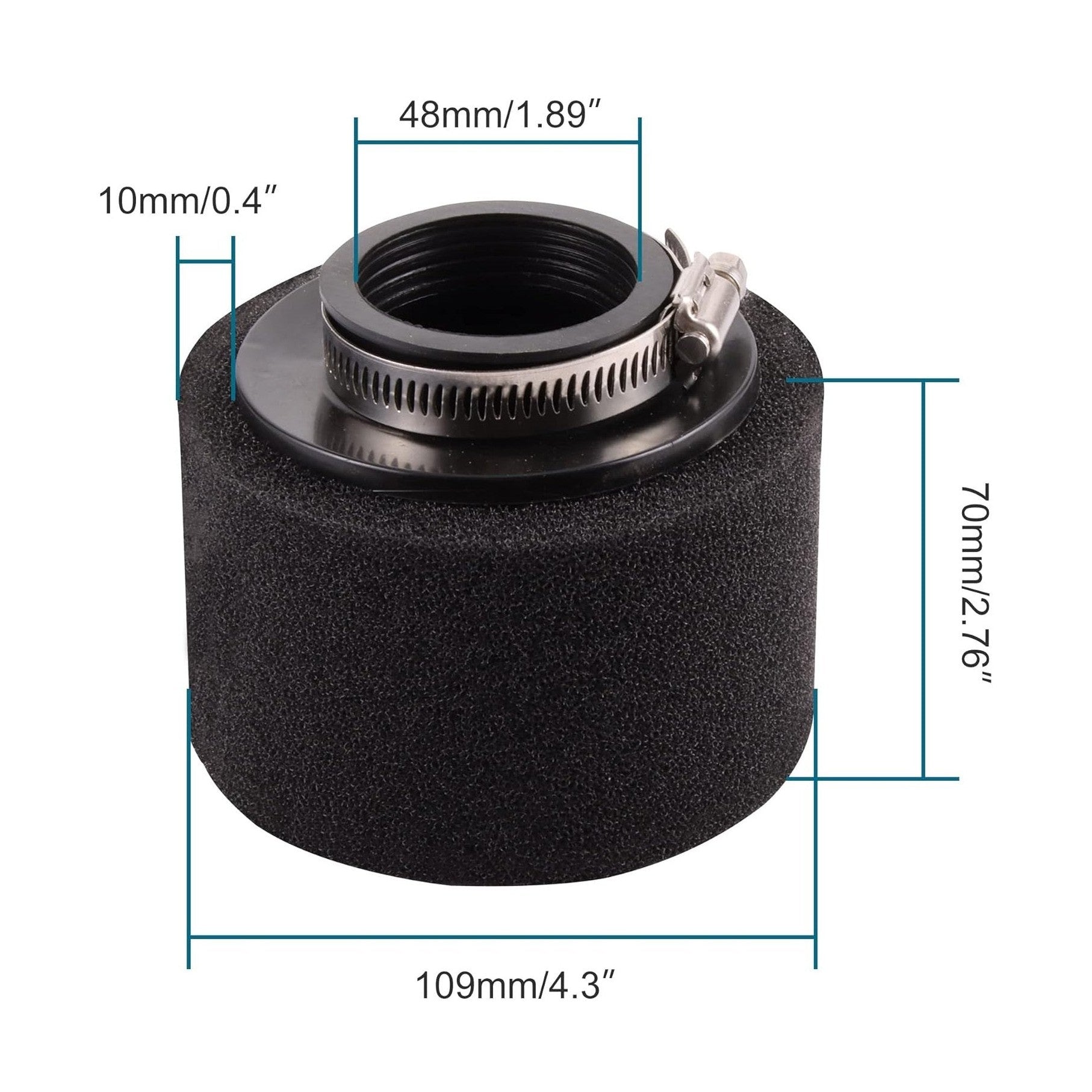 GOOFIT 48mm Black Foam Pod Performance Air Filter Cleaner Replacement for 50cc 70cc 90cc 110cc 125cc Motorcycle ATV Quad Scooter Go Kart Moped Pit Dirt Racing Super Bike GY6 Engines