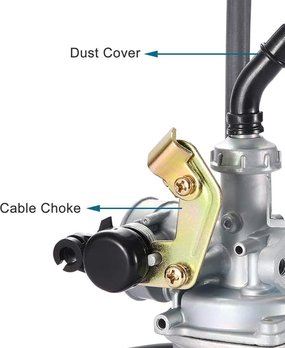 Carburetor PZ19 19mm Cable Choke for 50cc 70cc 90cc 110cc 125cc ATV, Dirt Bike, Quad