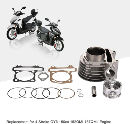 57.4mm Cylinder Rebuild Kit for 4-Stroke GY6 150cc 157QMJ Engine with 76mm Bolt Pattern - goofitmoto