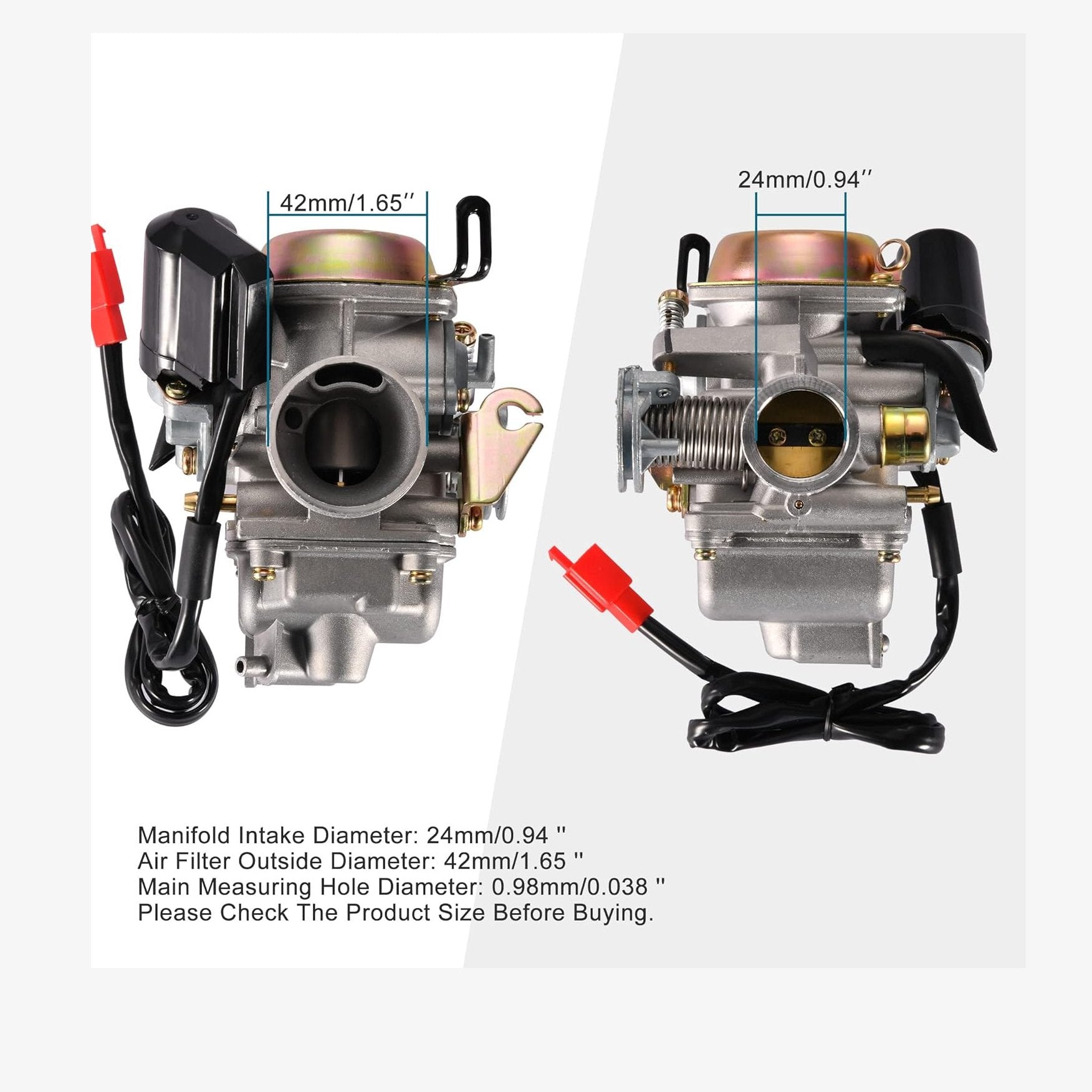 GOOFIT PD24J Carburetor 24mm Carb for 4 Stroke GY6 125cc 150cc ATV Go Karts Motorcycle Scooter Mopeds 152QMJ 157QMJ Engine