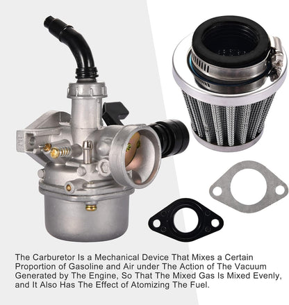 Carburetor PZ19 19mm Hand Choke & 35mm Air Filter Kit for 50cc–125cc ATV, Pit Bike, Go Kart