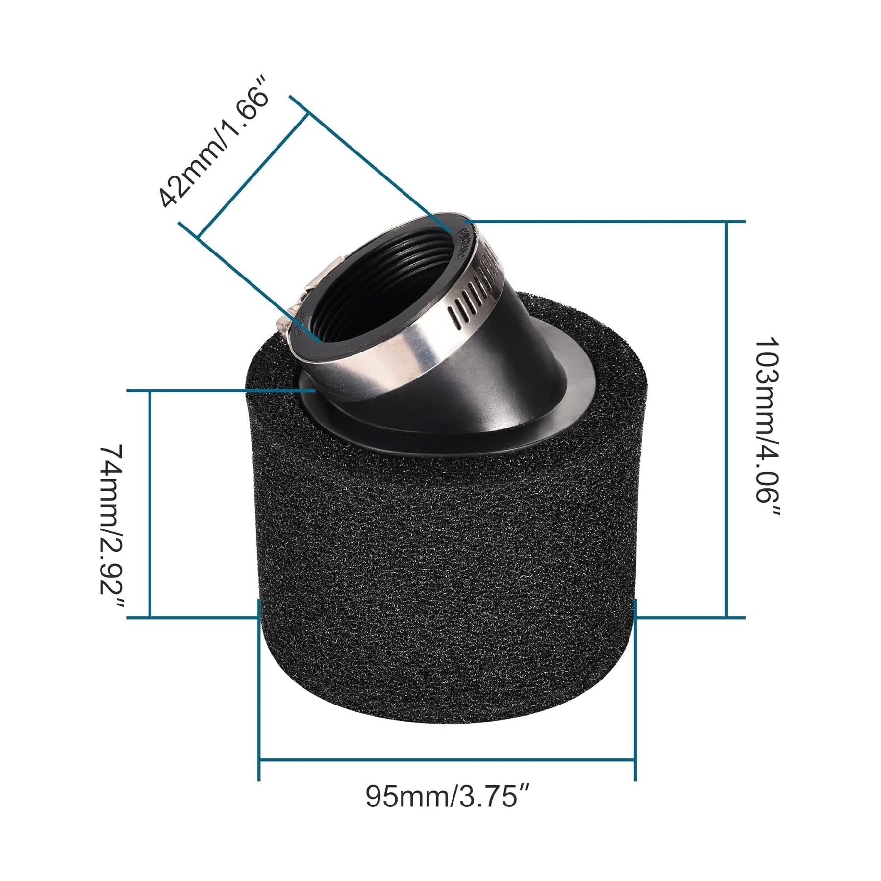 GOOFIT 42mm/1.65" Black Bent Double Foam Pod Air Filter Replacement for 50cc 70cc 90cc 110cc 125cc 150cc 200cc Pit Dirt Bike Moped Parts GY6 Motorcycle ATV Scooter Quad Go Kart