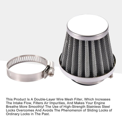Silver Air Filter 35mm 38mm 42mm 44mm 58mm for 50cc–250cc Motorcycle ATV GY6 Engine - goofitmoto