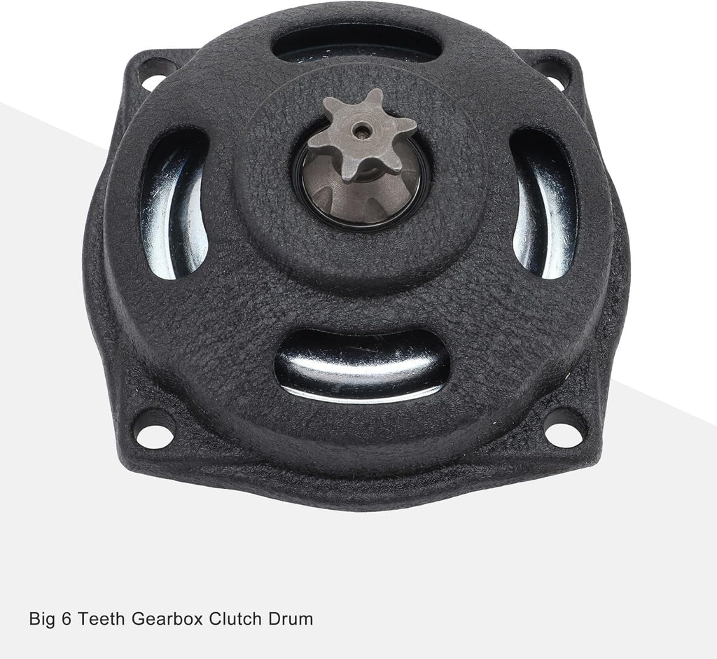 GOOFIT Small 25H 6 Tooth Drum Gear Box Drum Clutch Pad kit with Groove for 2 Stroke 47cc 49cc Engine Mini Dirt Kids Pocket Bike Dirt Bike ATV