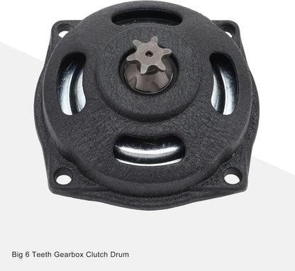 GOOFIT Small 25H 6 Tooth Drum Gear Box Drum Clutch Pad kit with Groove for 2 Stroke 47cc 49cc Engine Mini Dirt Kids Pocket Bike Dirt Bike ATV