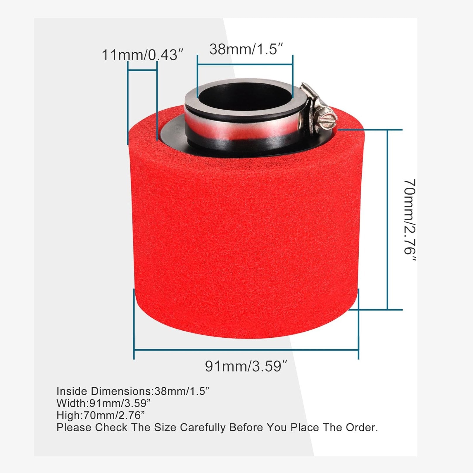GOOFIT 38mm Cleaner Air Filter Replacement for XR50 CRF50 XR CRF 50 4 Stroke 50cc 70cc 90cc 110cc 125cc 150cc 200cc ATV Quad Go Kart Cart Dirt Bike Red