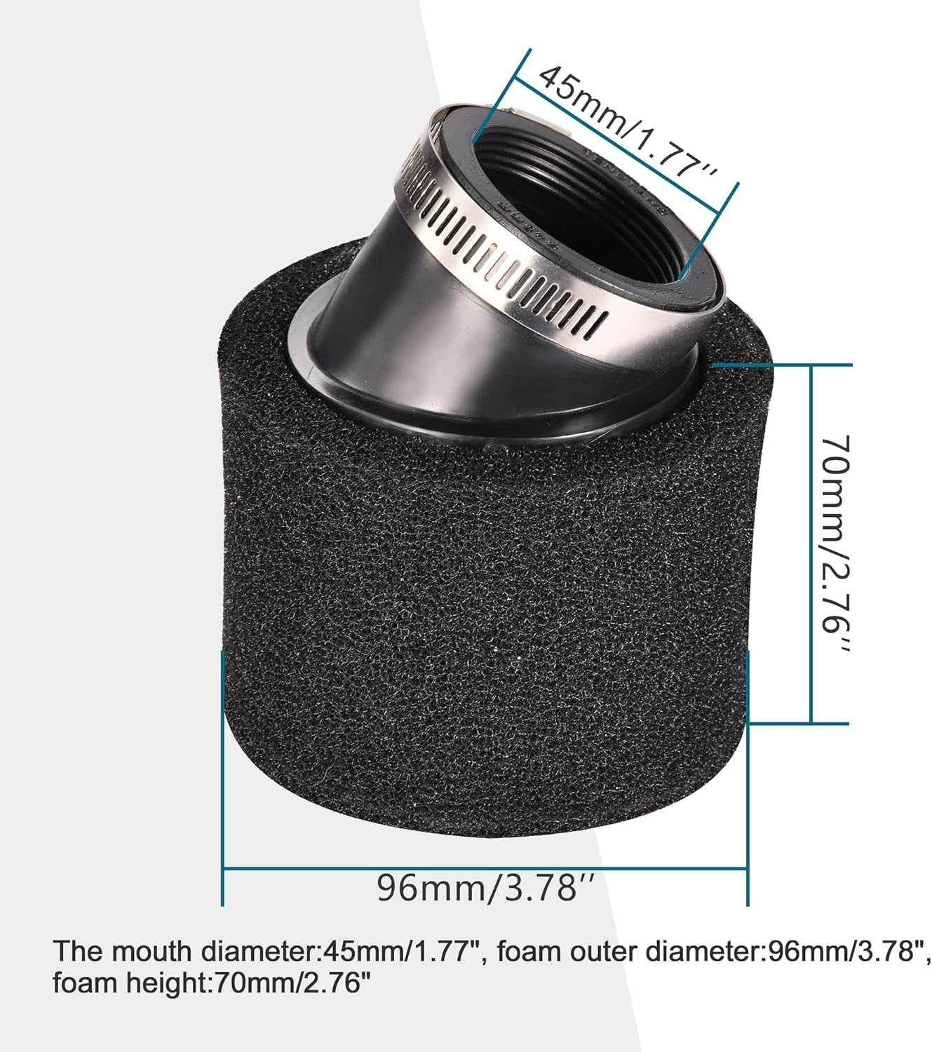 GOOFIT 45mm/1.77" Black Bent Angled Double Foam Pod Air Filter Cleaner Replacement for 50cc 90cc 110cc 125cc 140cc 150cc 200cc 250cc Pit Pro Quad Dirt Bike ATV Scooter Go Kart Moped Dune Buggy