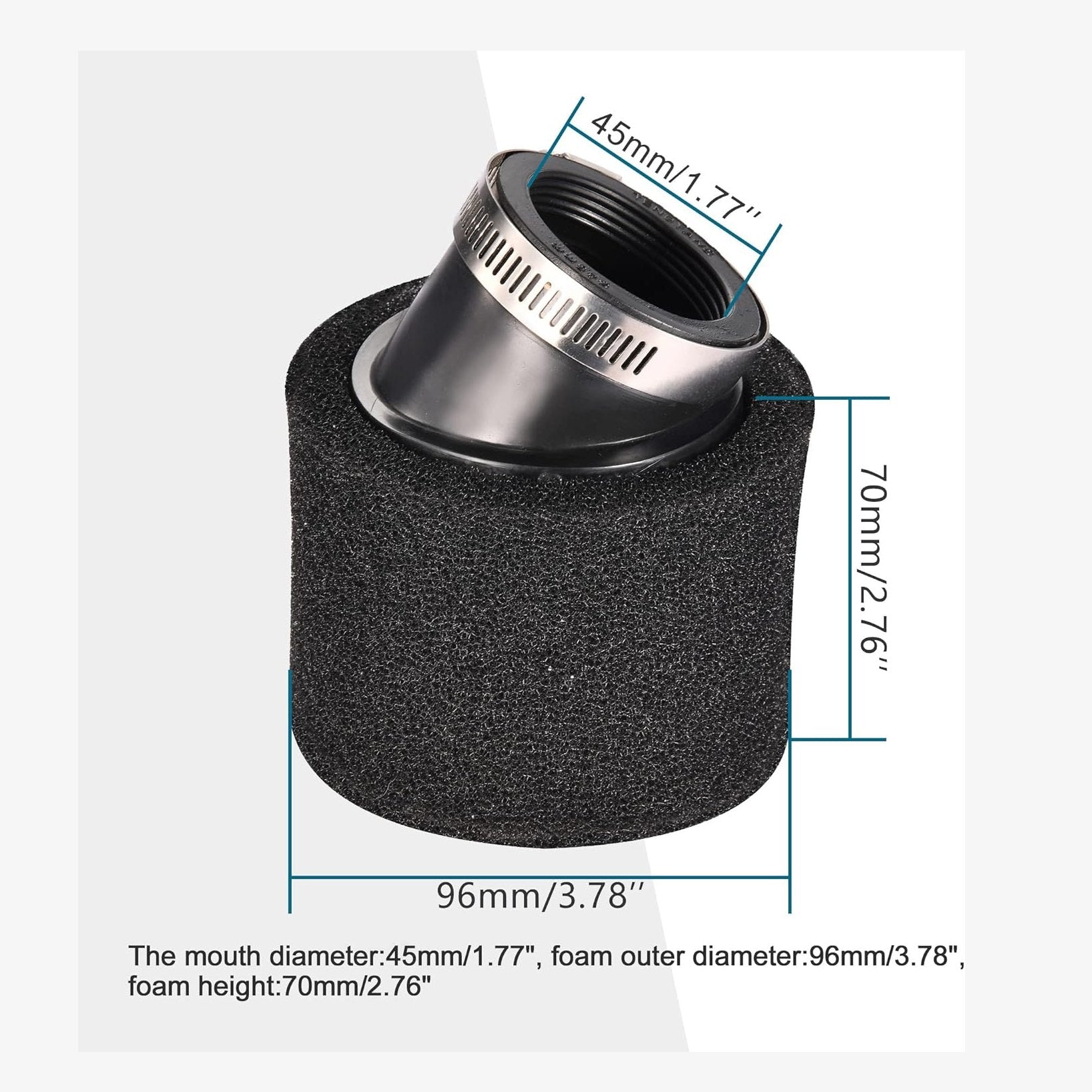 GOOFIT 45mm/1.77" Black Bent Angled Double Foam Pod Air Filter Cleaner Replacement for 50cc 90cc 110cc 125cc 140cc 150cc 200cc 250cc Pit Pro Quad Dirt Bike ATV Scooter Go Kart Moped Dune Buggy