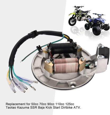 GOOFIT 2-Coil Magneto Stator for 50cc-125cc Horizontal 4-Stroke Pit Bike ATV Go-Kart