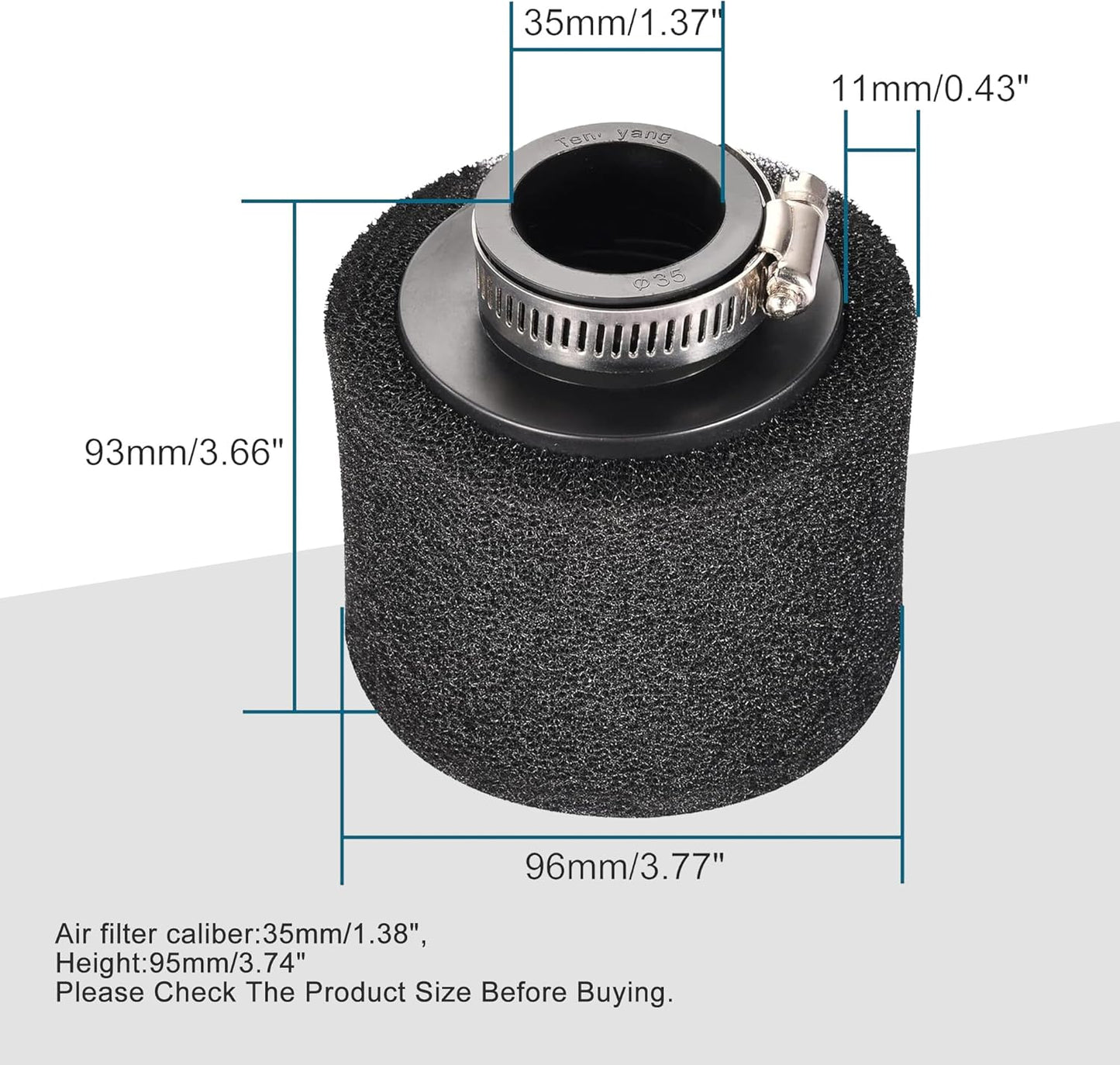 GOOFIT Universal 35mm Double Foam Straight Neck Air Filter Replacement for 50cc XR50 CRF50 70cc 90cc 110cc 125cc Motorcycle ATV Quad Scooter Go Kart Pit Dirt Moped Bike Super Pocket Bike
