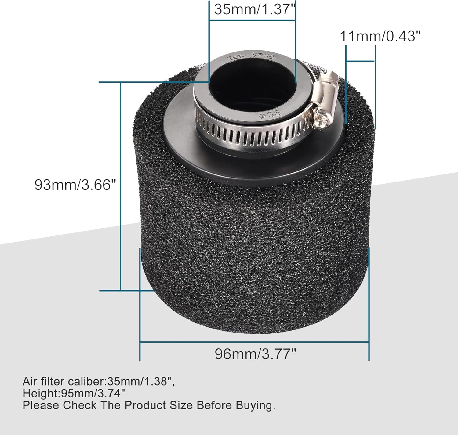GOOFIT Universal 35mm Double Foam Straight Neck Air Filter Replacement for 50cc XR50 CRF50 70cc 90cc 110cc 125cc Motorcycle ATV Quad Scooter Go Kart Pit Dirt Moped Bike Super Pocket Bike