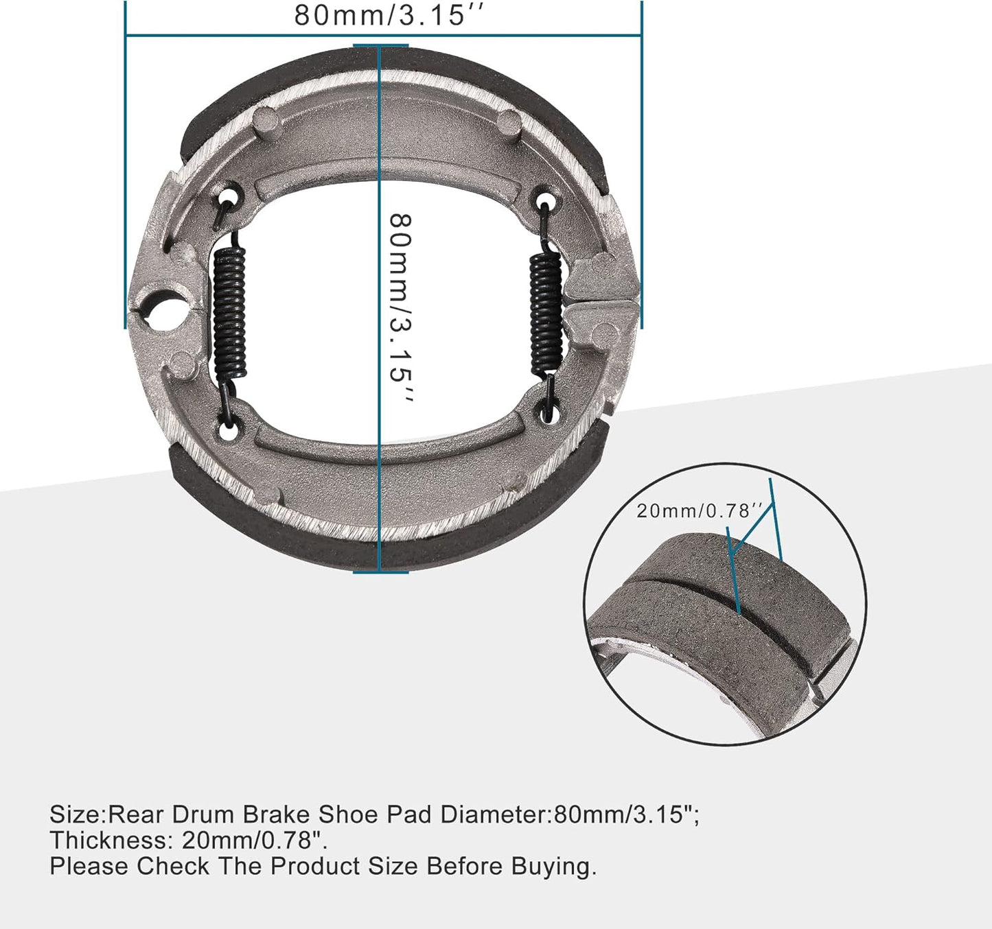 GOOFIT Motorcycle Rear Drum Brake Shoe for 50cc 70cc ATV Engine Based Scooter