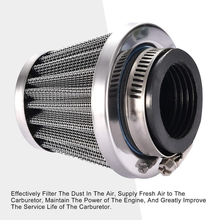 Silver Air Filter 35mm 38mm 42mm 44mm 58mm for 50cc–250cc Motorcycle ATV GY6 Engine - goofitmoto