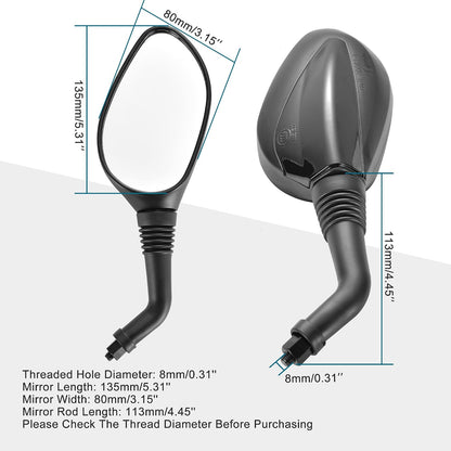 8mm Rear View Mirrors for GY6 Scooter Moped Motorcycle – 1 Pair