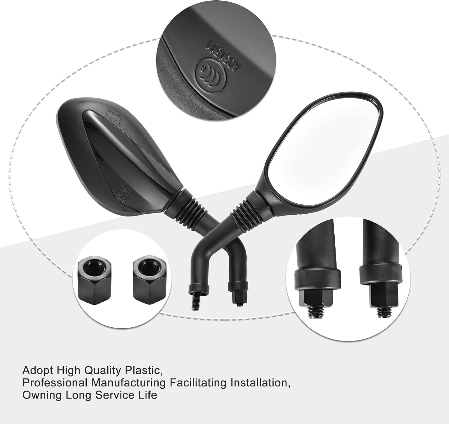 8mm Rear View Mirrors for GY6 Scooter Moped Motorcycle – 1 Pair