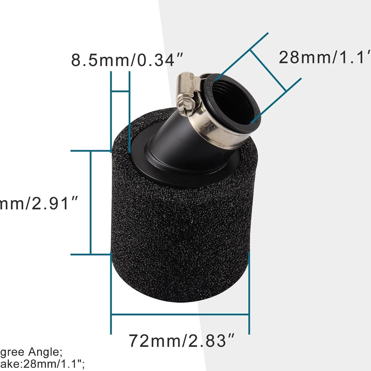 BLACK Bent Air Filter 28/35/42/45/48mm