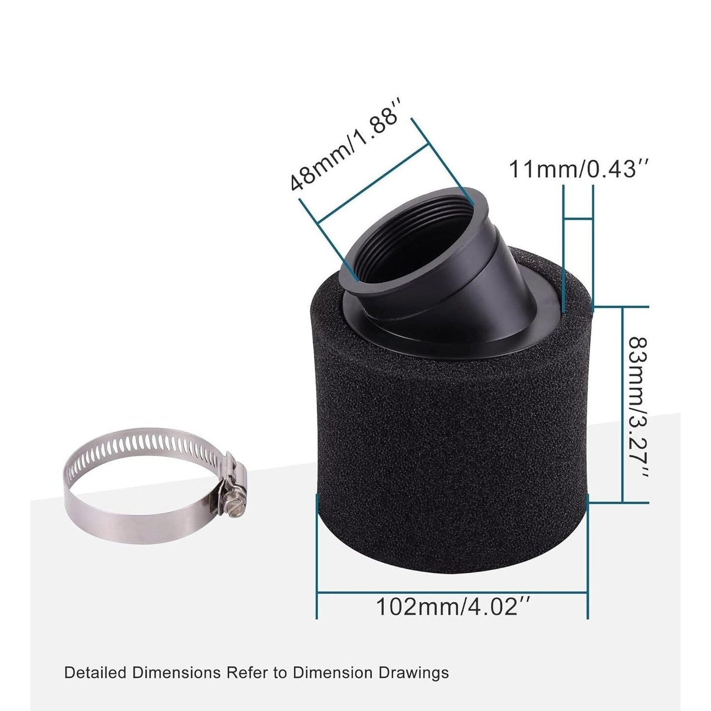 BLACK Bent Air Filter 28/35/42/45/48mm