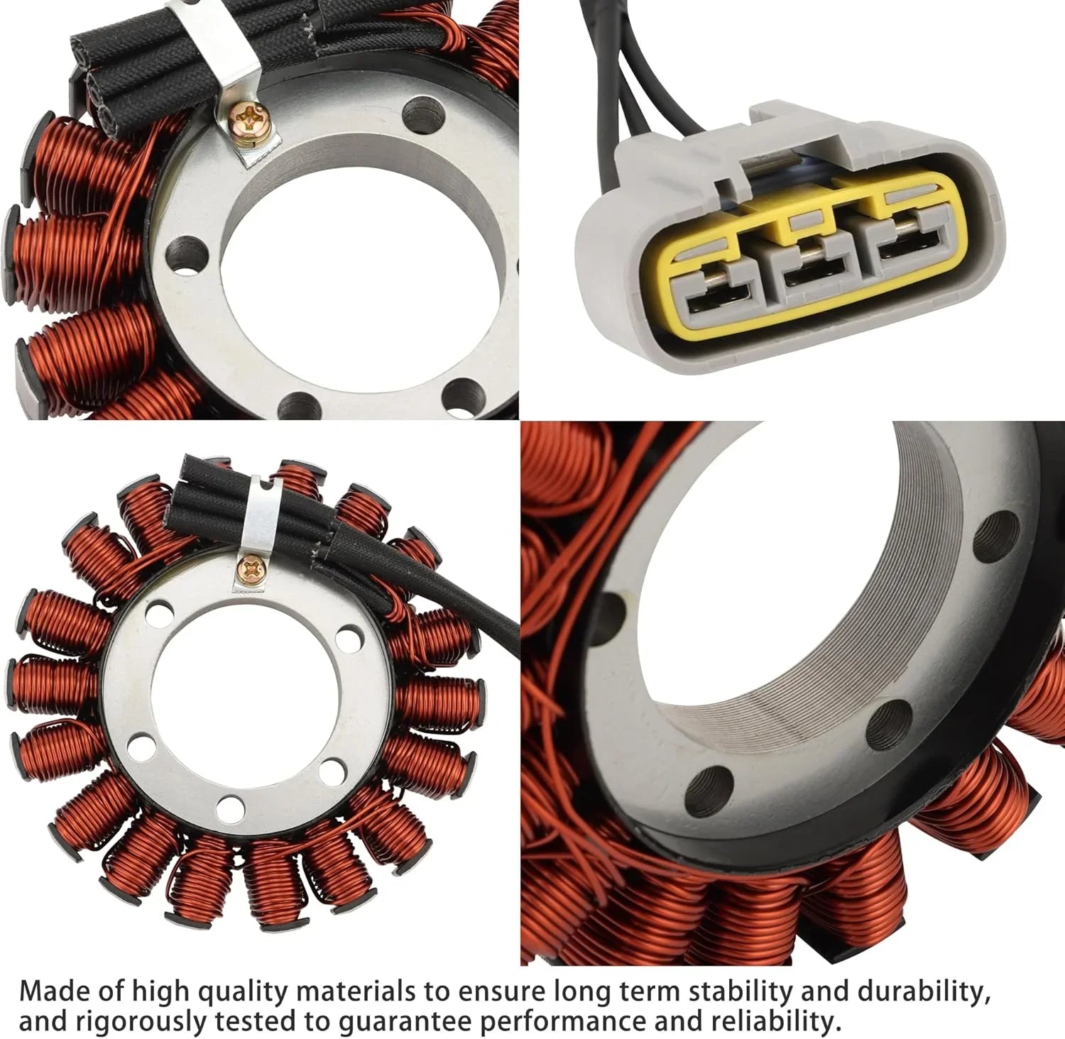 Stator with copper windings and electrical connector for GY6 engine, motorcycle aftermarket part