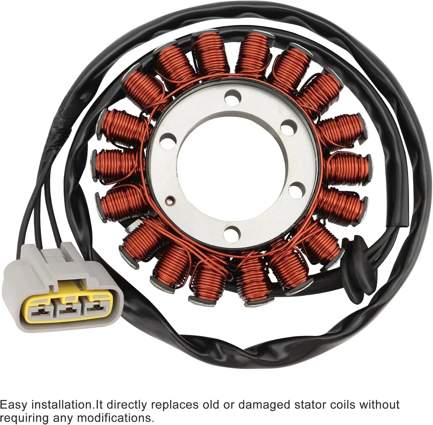Stator coil with copper windings and connector for GY6 engine replacement, easy install