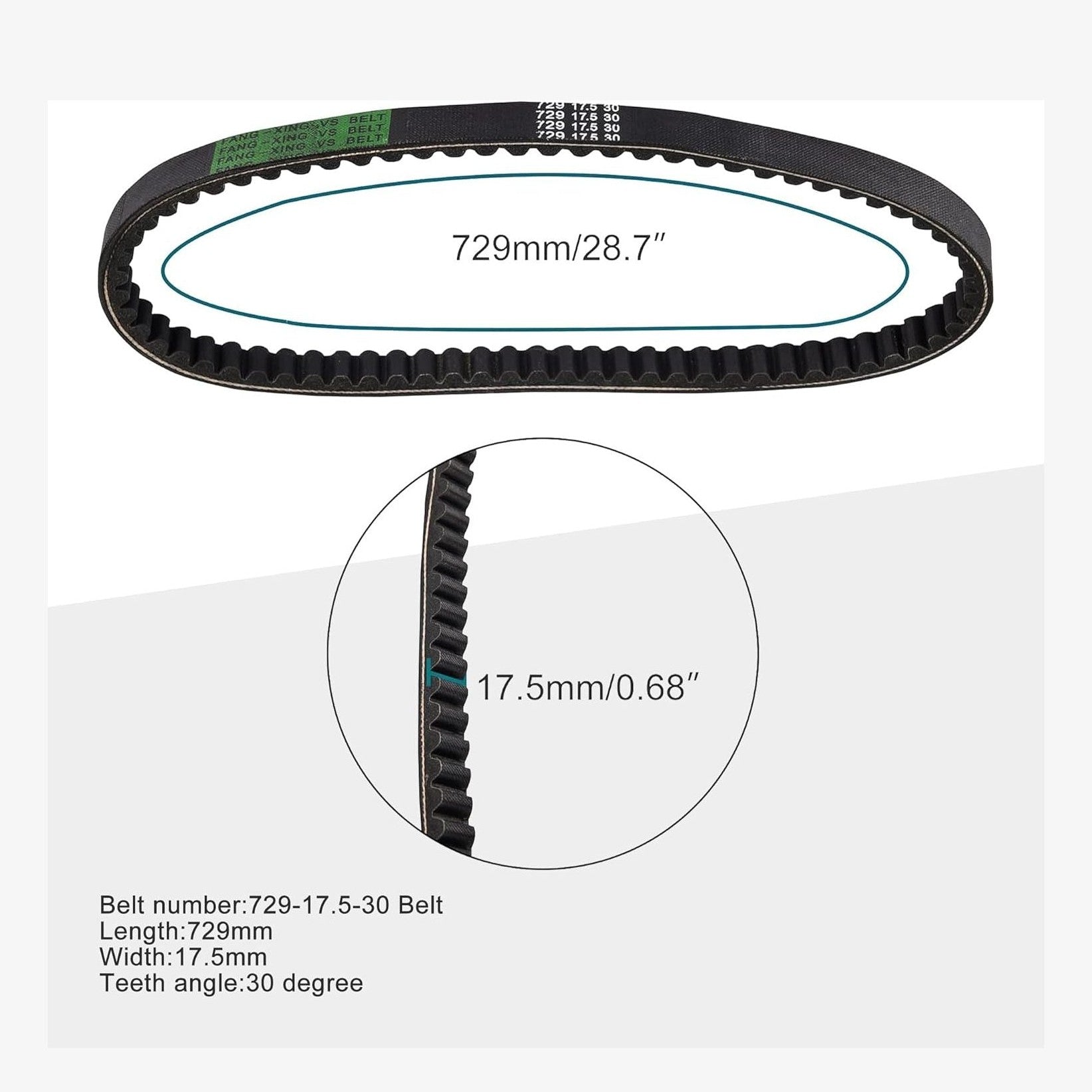 GOOFIT Gates Belt 729-17.5-30 Replacement for GY6 49cc 50cc 139QMB 139QMA Engine Chinese Scooter Moped ATV Go Kart