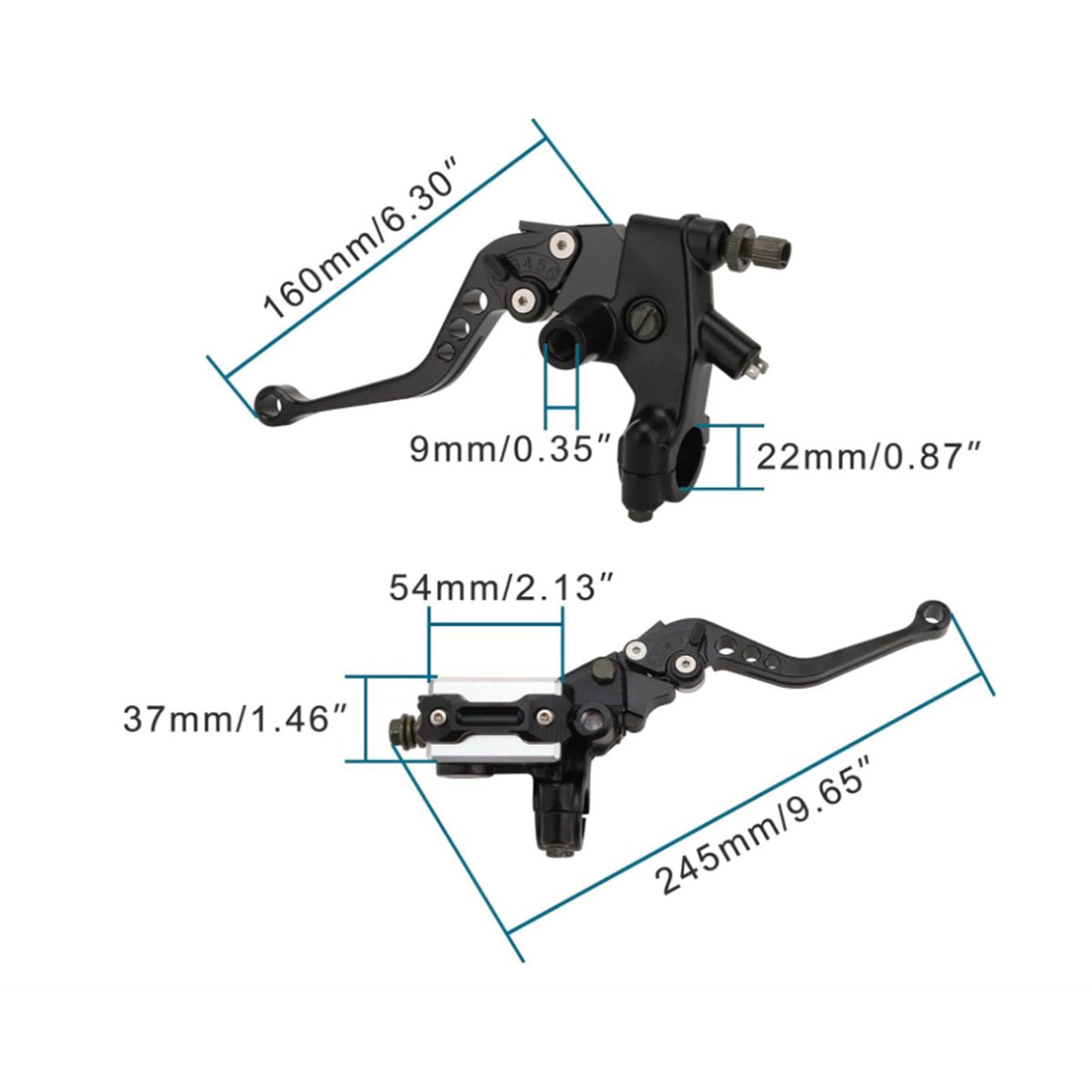 Set de leviers de frein et d'embrayage CNC réglables noirs 22mm 7/8" pour moto ATV