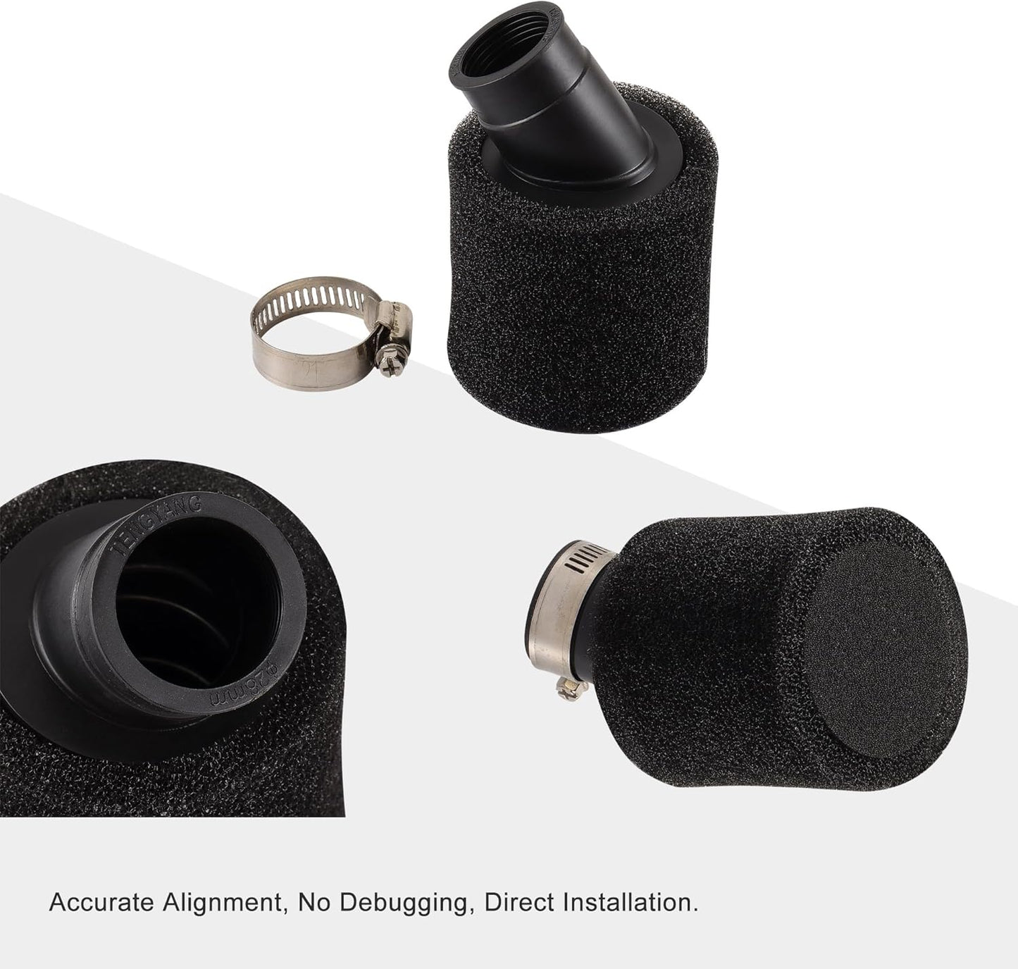 Black Bent Air Filter 28mm for 50cc Scooter ATV Mini Bike