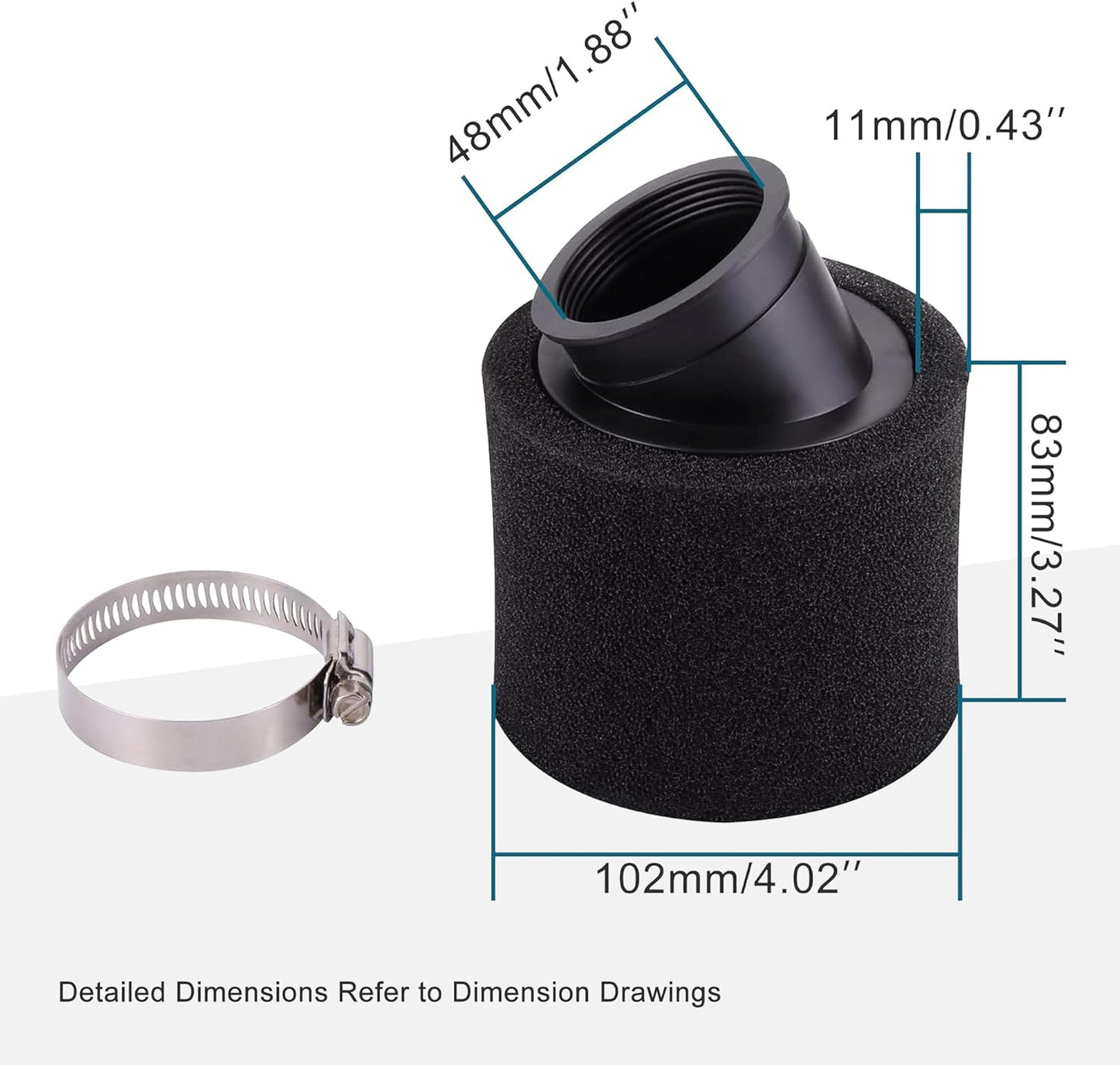 Black Bent Air Filter 48mm for 200cc 250cc ATV Motorcycle Go Kart