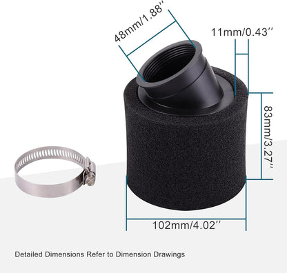 Black Bent Air Filter 48mm for 200cc 250cc ATV Motorcycle Go Kart