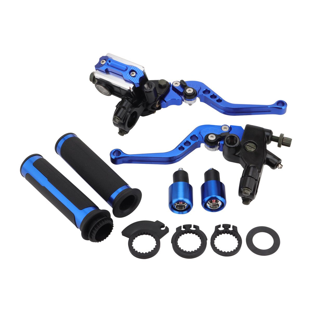 Blue 22mm CNC Brake Clutch Lever Set with Twist Throttle Grips for Motorcycle ATV