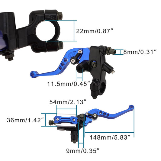 Blaues 22mm 7/8" CNC verstellbares Brems- und Kupplungshebel-Set für Motorrad ATV