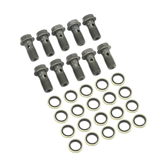 GOOFIT 10 Pcs Stainless Steel Motorcycle Brake M10X1.25mm Banjo Bolts with Copper Washers Replacement for Brake Caliper Master Cylinder