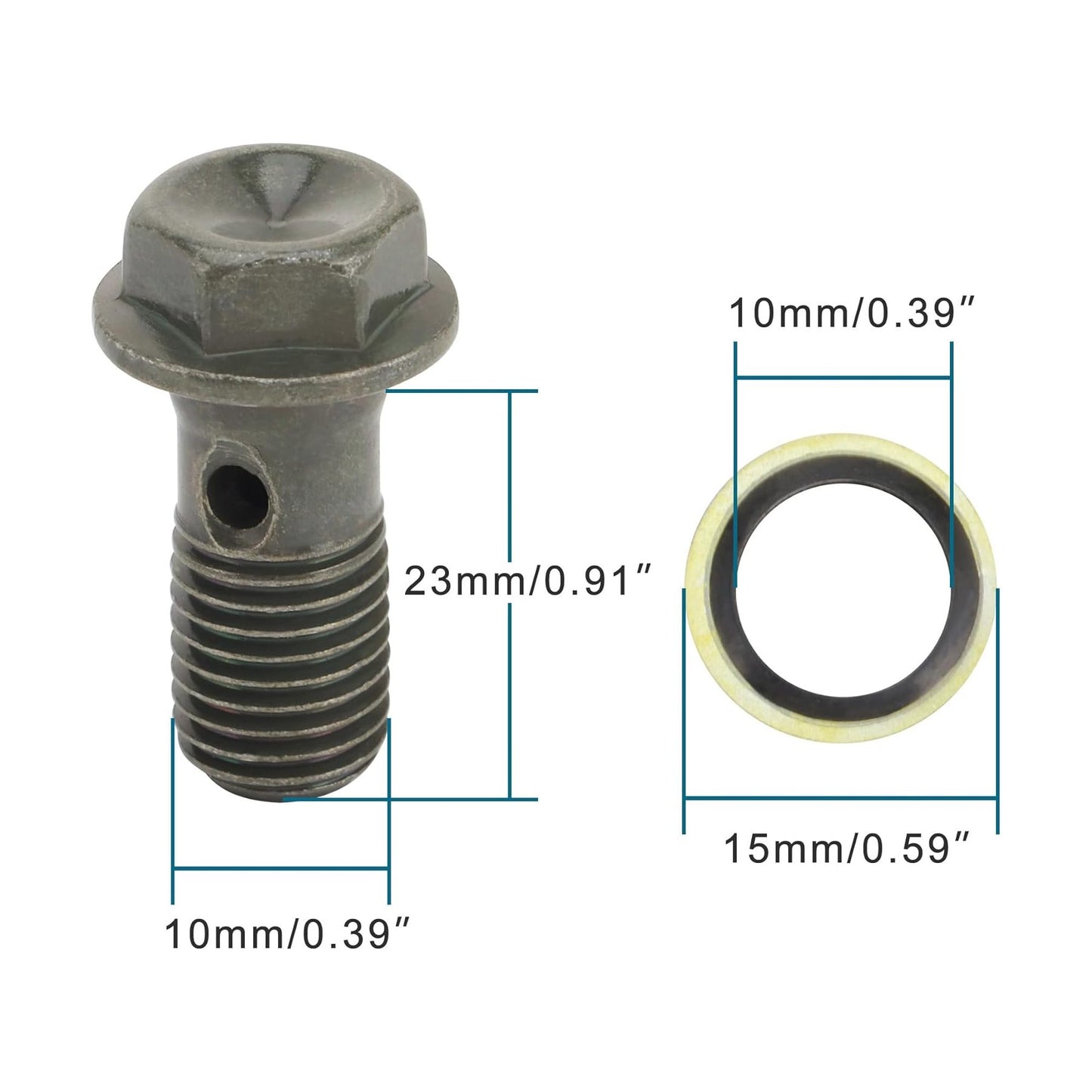 GOOFIT 10 Pcs Stainless Steel Motorcycle Brake M10X1.25mm Banjo Bolts with Copper Washers Replacement for Brake Caliper Master Cylinder