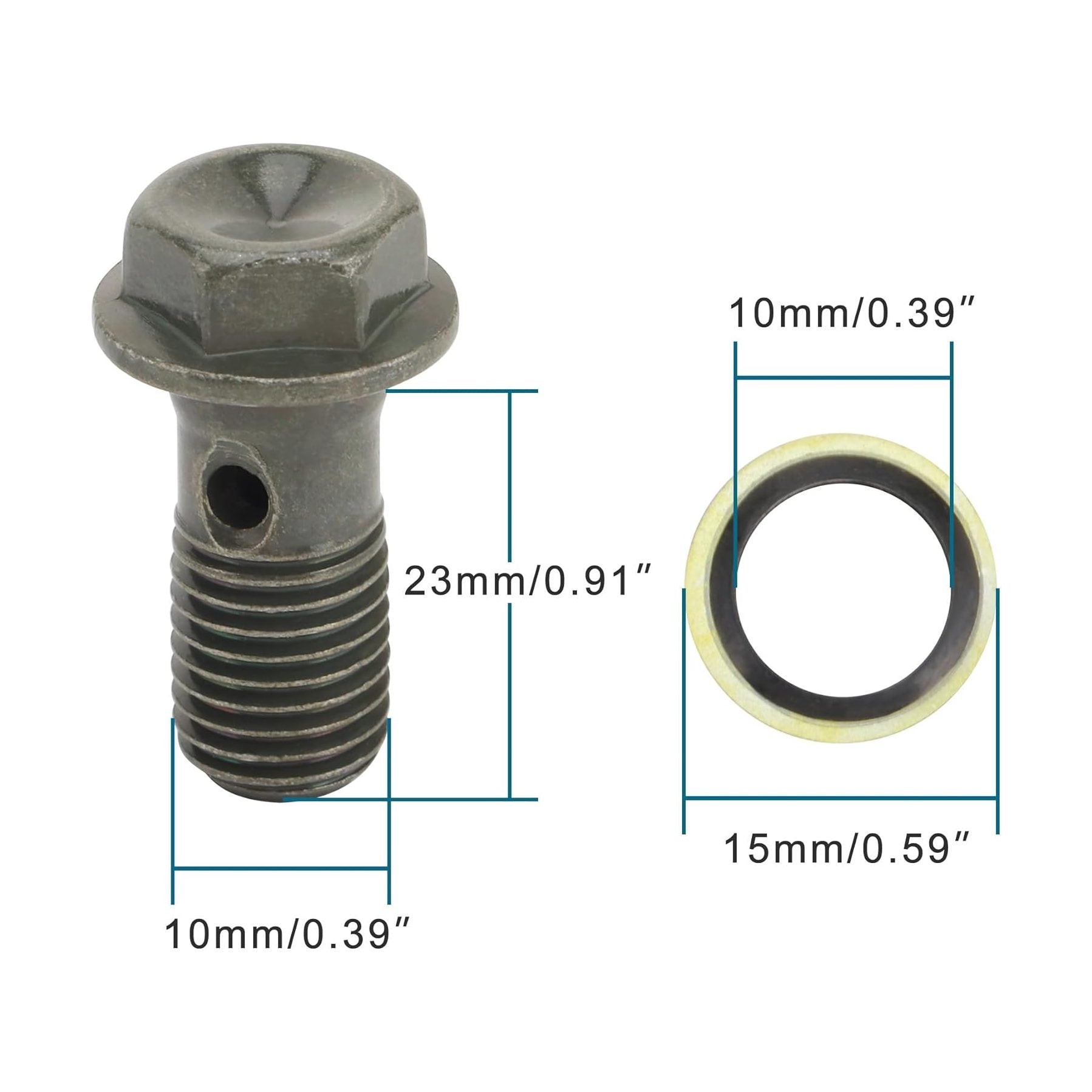 GOOFIT 10 Pcs Stainless Steel Motorcycle Brake M10X1.25mm Banjo Bolts with Copper Washers Replacement for Brake Caliper Master Cylinder