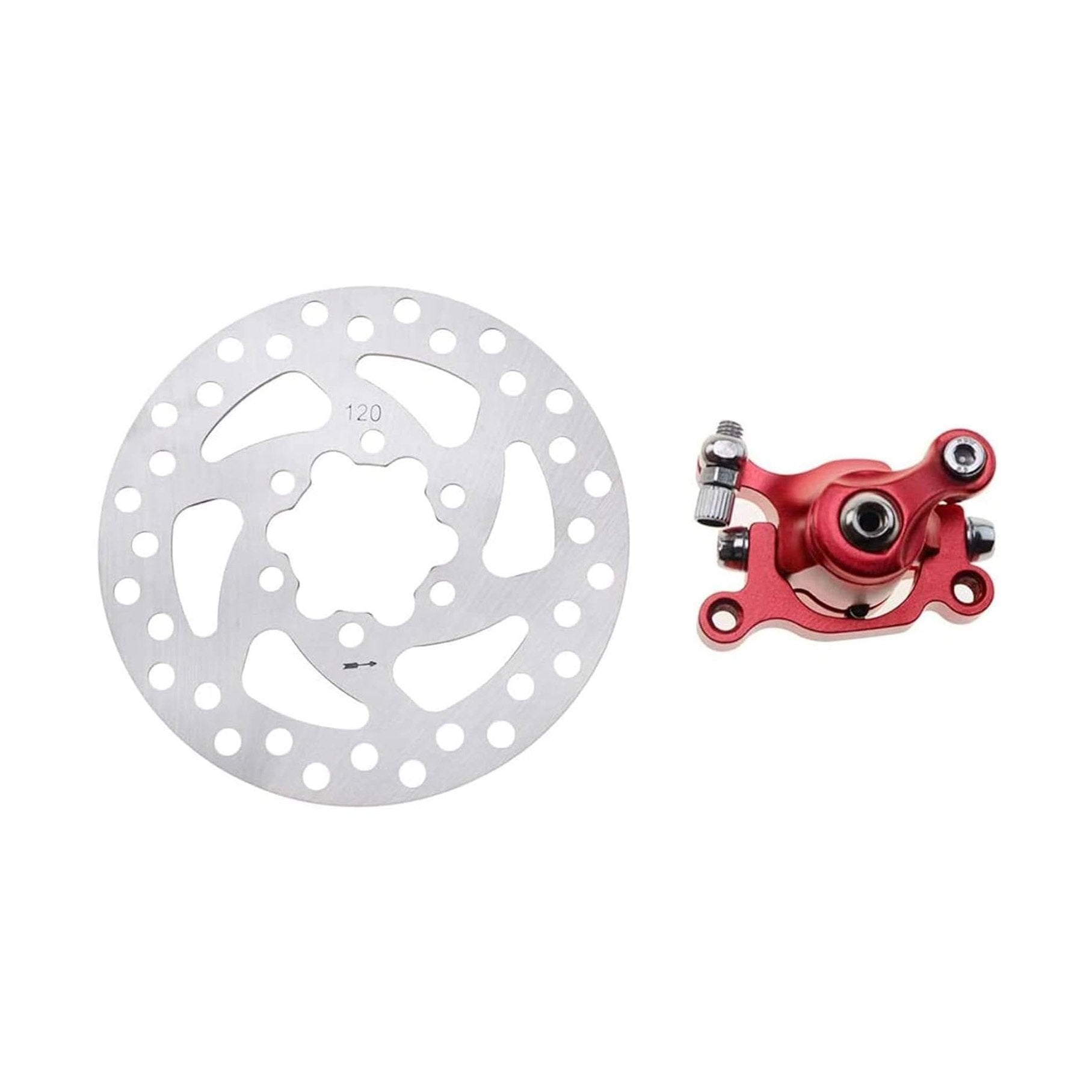 GOOFIT RED Brake Caliper+120mm Disc Rotor Brake Front Rear for MBX10 MBX11 Moto Rear Mini Bike 47cc 49cc Pocket Bike Goped Scooter Go-Kart Bicycle motorcycle Disc EBikes Mountain Bike And Sports Bike