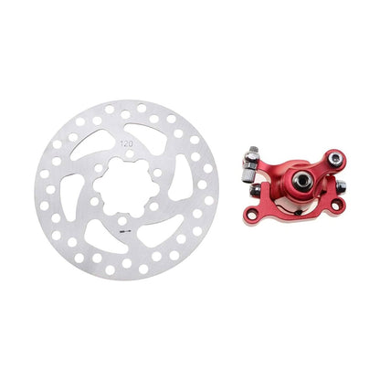 GOOFIT RED Brake Caliper+120mm Disc Rotor Brake Front Rear for MBX10 MBX11 Moto Rear Mini Bike 47cc 49cc Pocket Bike Goped Scooter Go-Kart Bicycle motorcycle Disc EBikes Mountain Bike And Sports Bike