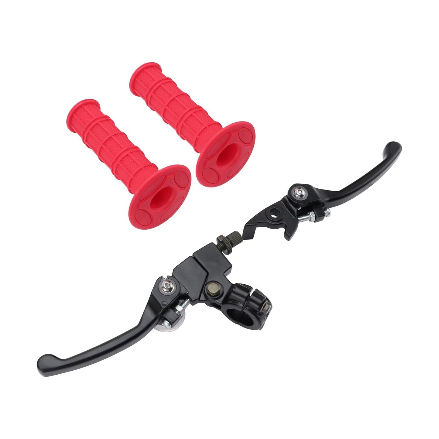 GOOFIT 7/8" Handlebar Folding Left and Right Clutch Brake Lever with Red Hand Grips Replacement for RFZ CRF KLX TTR 125cc Thumpstar 50cc 70cc 110cc 150cc Pit Dirt Bike Motorcycle