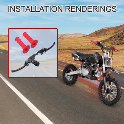 GOOFIT 7/8" Handlebar Folding Left and Right Clutch Brake Lever with Red Hand Grips Replacement for RFZ CRF KLX TTR 125cc Thumpstar 50cc 70cc 110cc 150cc Pit Dirt Bike Motorcycle