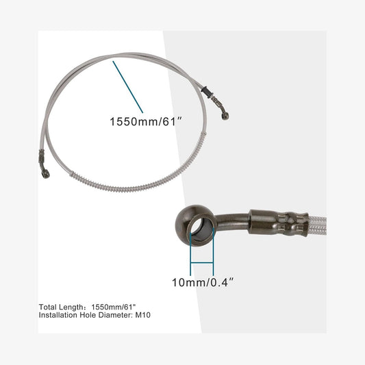 GOOFIT 61" Hydraulic Brake Oil Hose Line Pipe with 10mm Banjo Ends for Motorcycle Pit Dirt Bike Enduro Motocross Sliver