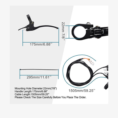 GOOFIT 7/8" 22mm 2 Wires Left&Right Handlebar Brake Lever with Ten Ties Replacement for Electric Mini Bike Mountain Bike Scooter