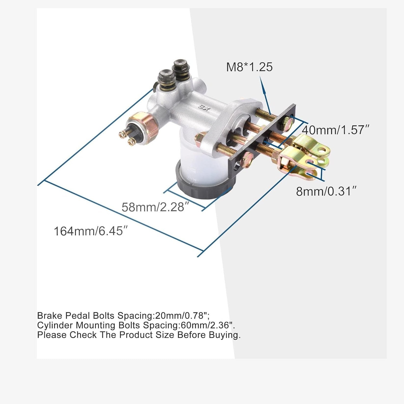 GOOFIT Hydraulic Brake Master Cylinder Replacement for 90cc 110cc 125cc 150cc 200cc 250cc Go Kart Buggy Sunl BMS Roketa Kazuma