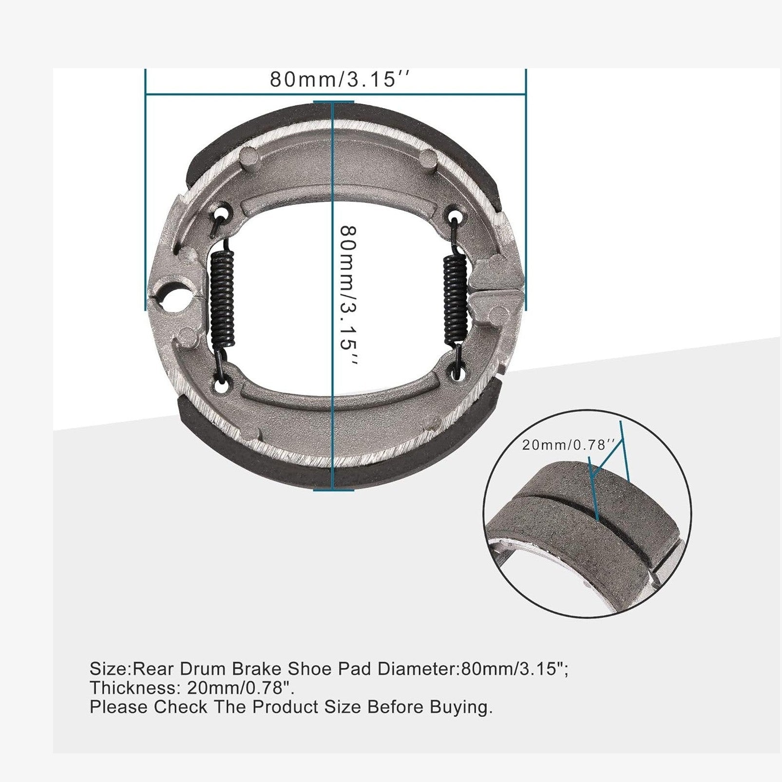 GOOFIT Motorcycle Rear Drum Brake Shoe for 50cc 70cc ATV Engine Based Scooter