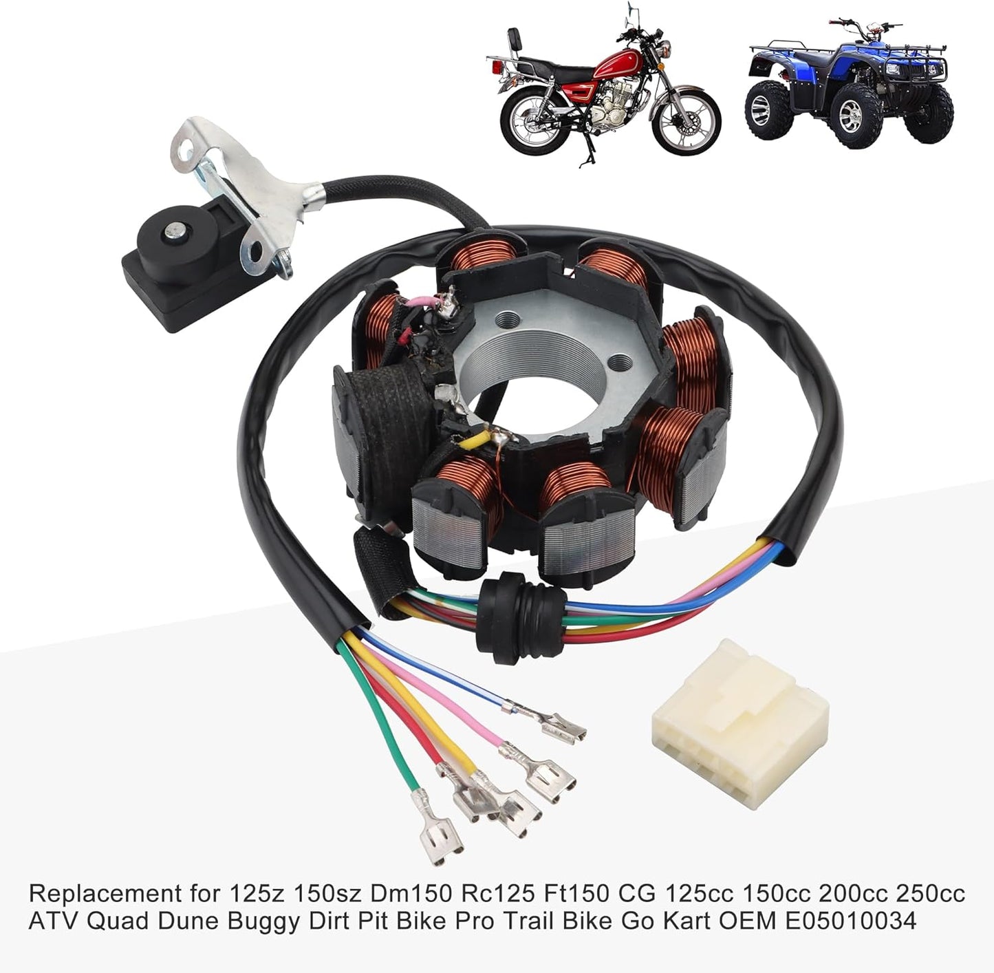 GOOFIT 8 Coil 6 Wire Stator for CG 125cc-250cc ATV Dirt Bike Go Kart Magneto E05010034