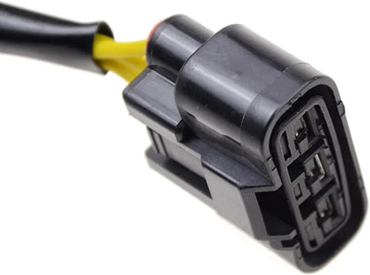 Close-up of black ATV stator connector plug with yellow wires for Can-Am Outlander Renegade 800