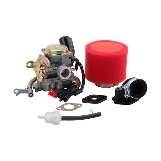 GOOFIT PD18 18mm Carburetor 40mm Air Filter Intake Manifold Replacement for 4 Stroke GY6 49cc 50cc 139QMB 139QMA Mopeds Motor ATV Scooter