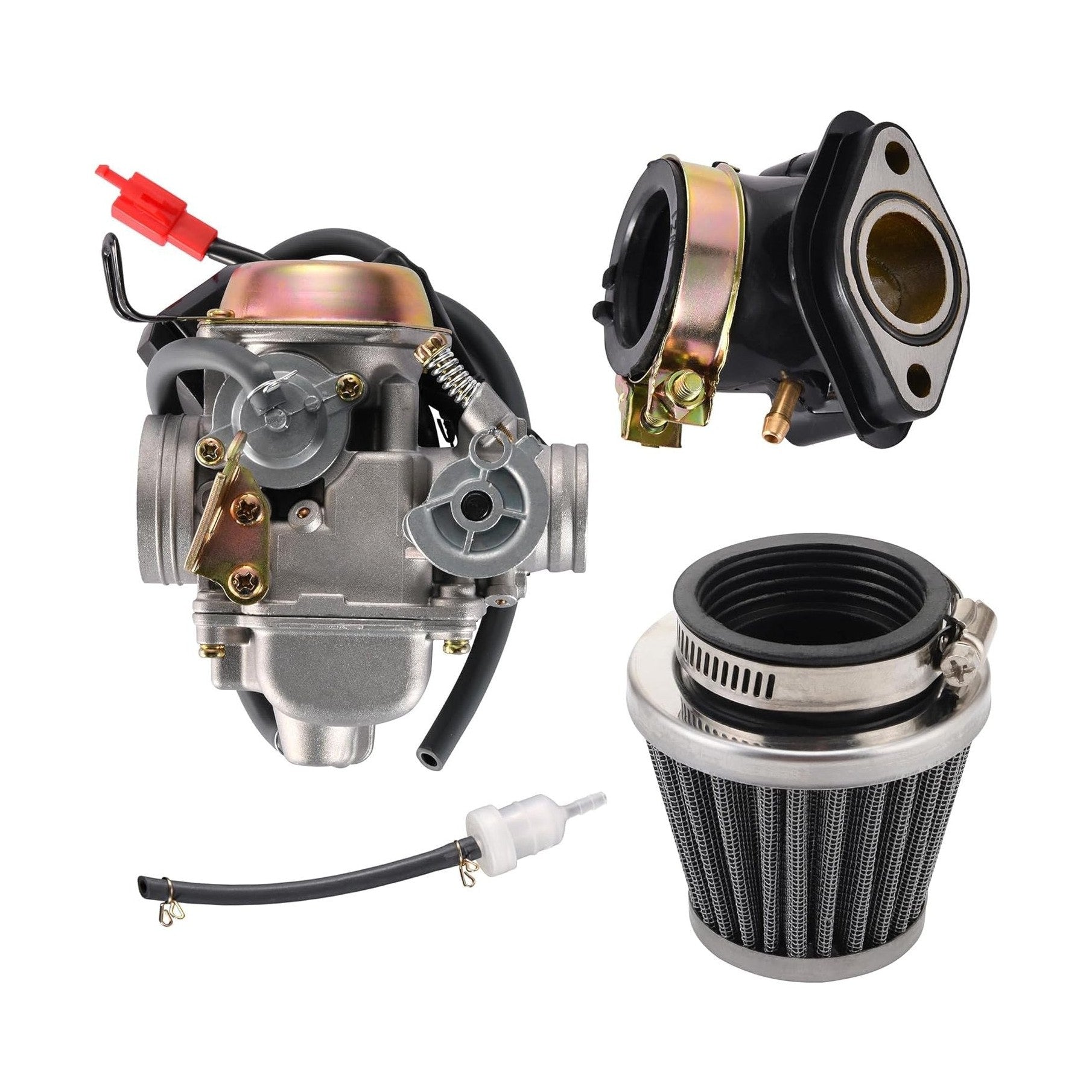 GOOFIT PD24J 24mm Carburetor with Air Filter Intake Manifold for 4-Stroke GY6 125cc 150cc ATV Go Kart Scooter 152QMI 157QMJ