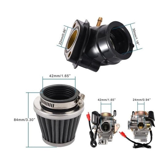 GOOFIT PD24J 24mm Carburetor with Air Filter Intake Manifold for 4-Stroke GY6 125cc 150cc ATV Go Kart Scooter 152QMI 157QMJ