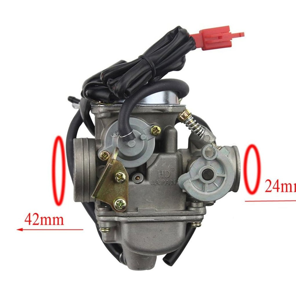 GOOFIT 4 Stroke PD24J Carburetor with Intake Manifold Pipe for GY6 125cc 150cc 152QMI 157QMJ 1P57QMJ ATV Scooter