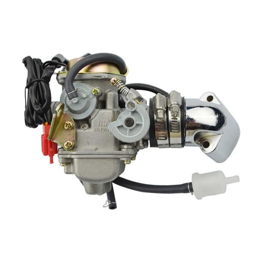 GOOFIT 4 Stroke PD24J Carburetor with Intake Manifold Pipe for GY6 125cc 150cc 152QMI 157QMJ 1P57QMJ ATV Scooter