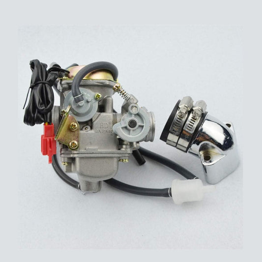 GOOFIT 4 Stroke PD24J Carburetor with Intake Manifold Pipe for GY6 125cc 150cc 152QMI 157QMJ 1P57QMJ ATV Scooter